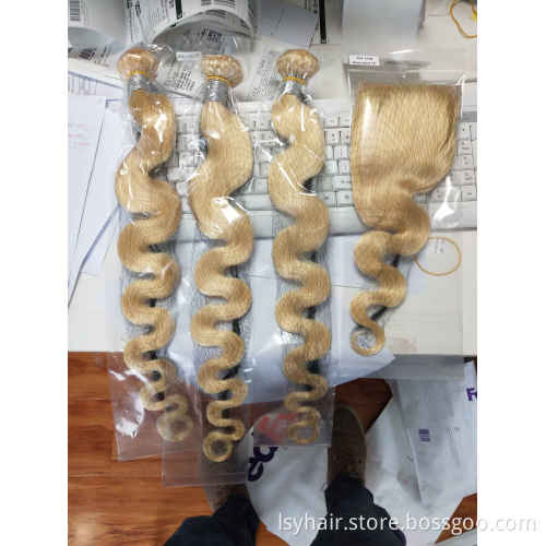 Lsy Private Label Blonde Virgin Mink Brazilian Hair High Quality Custom Logo Virgin Hair Brazilian Human Hair Extensions